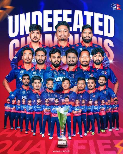 अपराजित रहँदै नेपालले जित्यो टी-२० विश्वकप छनोटको उपाधि